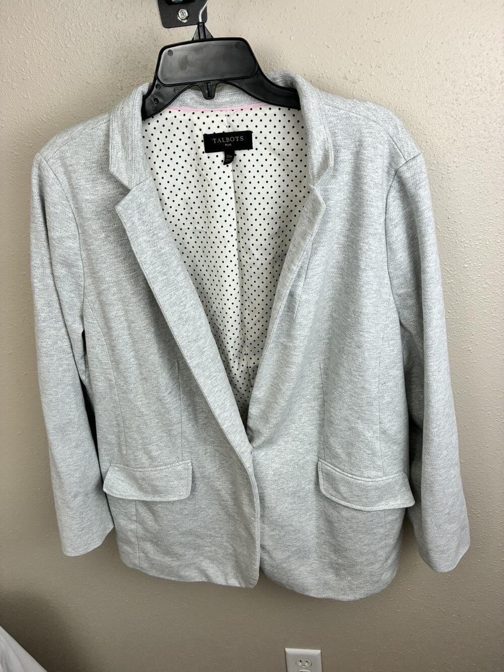 Talbots Plus Ponte Knit Blazer NWT Women's Sz 20W Gray Minimalist Modal Office